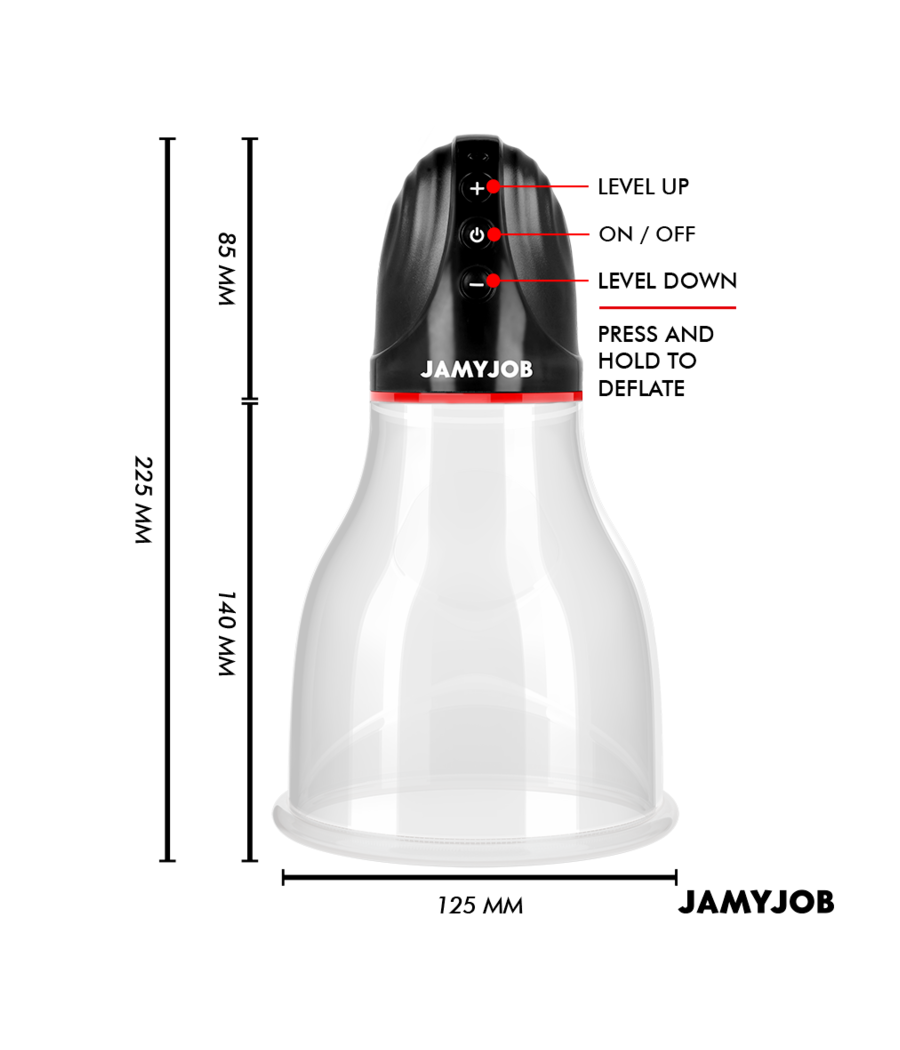 JAMYJOB - BOMBA DE TESTÍCULOS AUTOMÁTICA XPAND LITE 3 NÍVEIS DE SUCÇÃO CINZA
