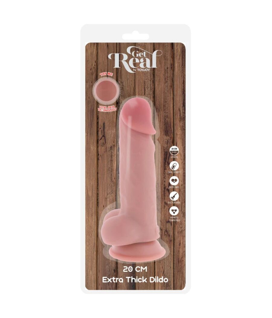 GET REAL - PENE REALÍSTICO DELUXE CON TESTÍCULOS EXTRA GRUESO 20 CM