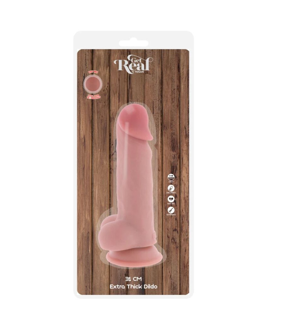 GET REAL - PENE REALÍSTICO DELUXE CON TESTÍCULOS EXTRA GRUESO 31 CM