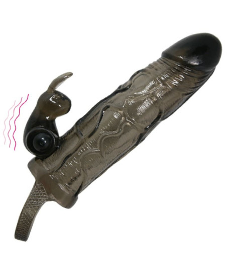 BAILE - CAPA PARA PÉNIS BRAVE MAN COM COELHO PRETO 16.5 CM