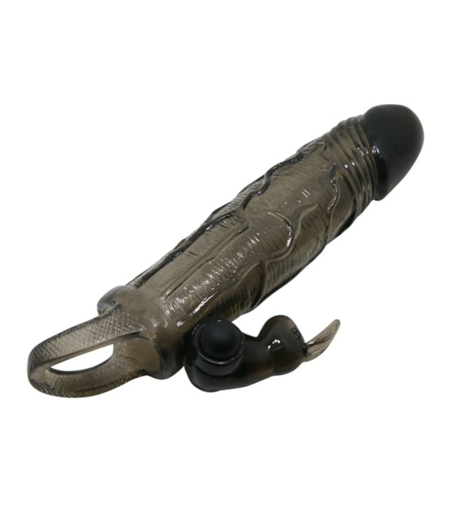 BAILE - BRAVE MAN PENIS COVER WITH RABBIT BLACK 16.5 CM