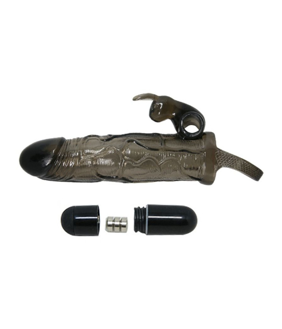 BAILE - BRAVE MAN PENIS COVER WITH RABBIT BLACK 16.5 CM