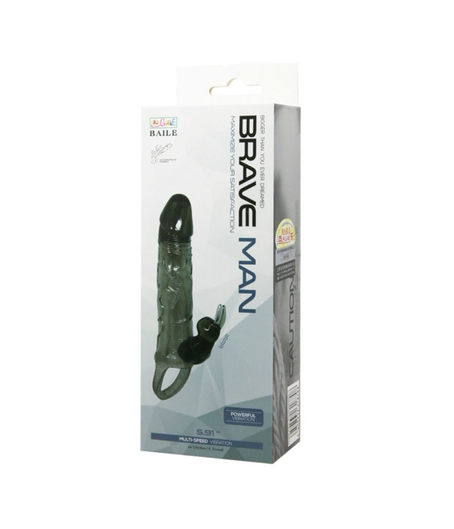 BAILE - CAPA PARA PÉNIS BRAVE MAN COM COELHO PRETO 16.5 CM