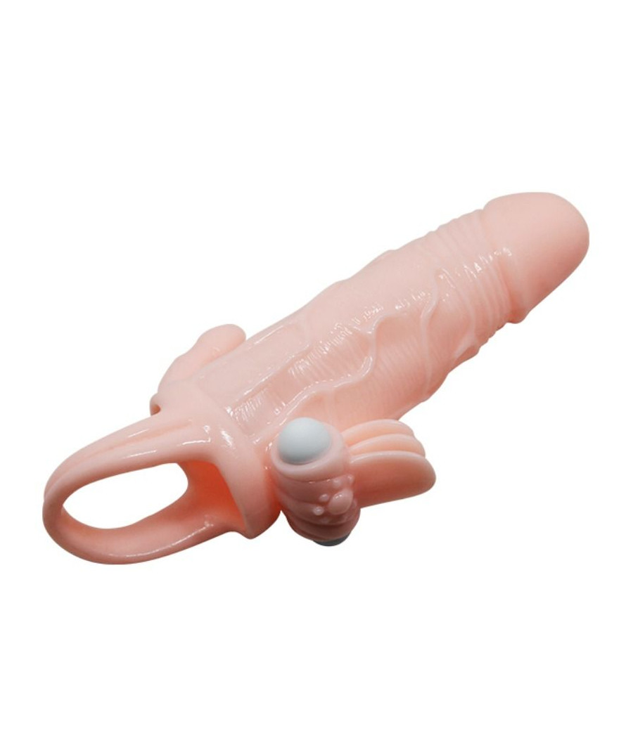 BAILE - BRAVE MAN FUNDA PENE ANAL Y CLÍTORIS VIBRADOR 16.5 CM NATURAL