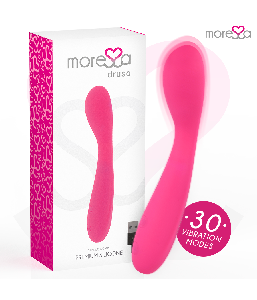 MORESSA - DRUSO MASAJEADOR DUO PUNTO G Y SUERO PELVICO PREMIUM SILICONE RECARGABLE