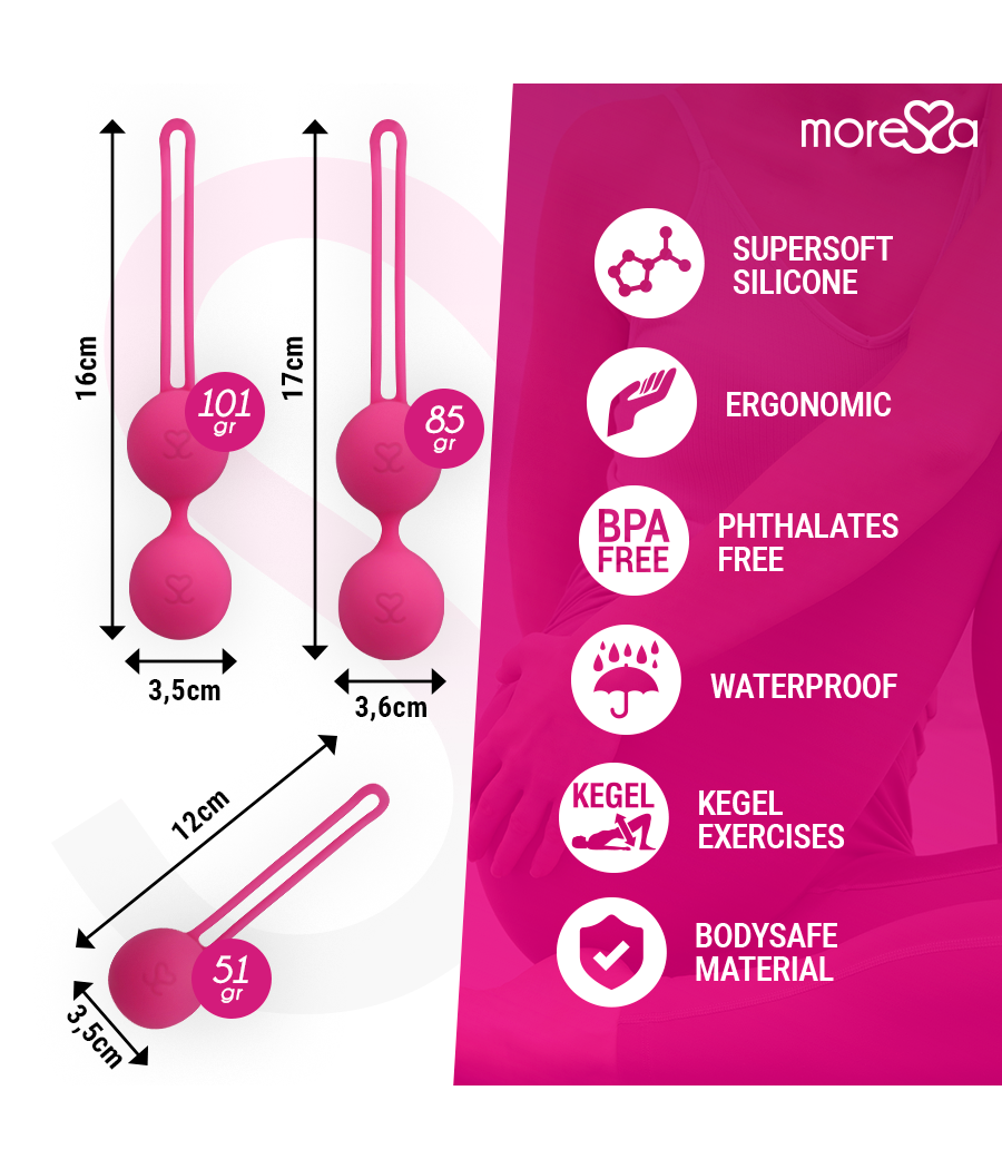 MORESSA - SET OSIAN PREMIUM SILICONE ROSA (Osian One - 51 g | Osian Two - 101 g | Osian Three 85 g)