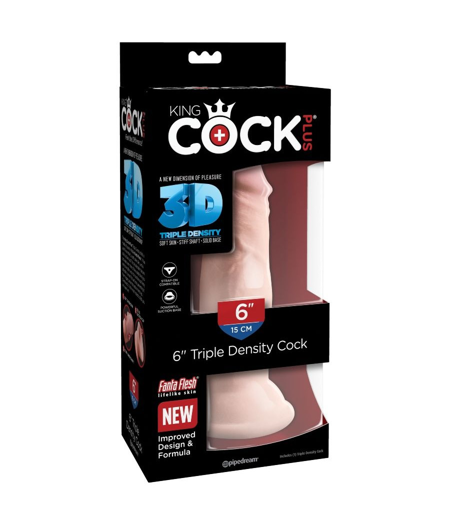 KING COCK - DILDO TRIPLA DENSIDADE 15 CM