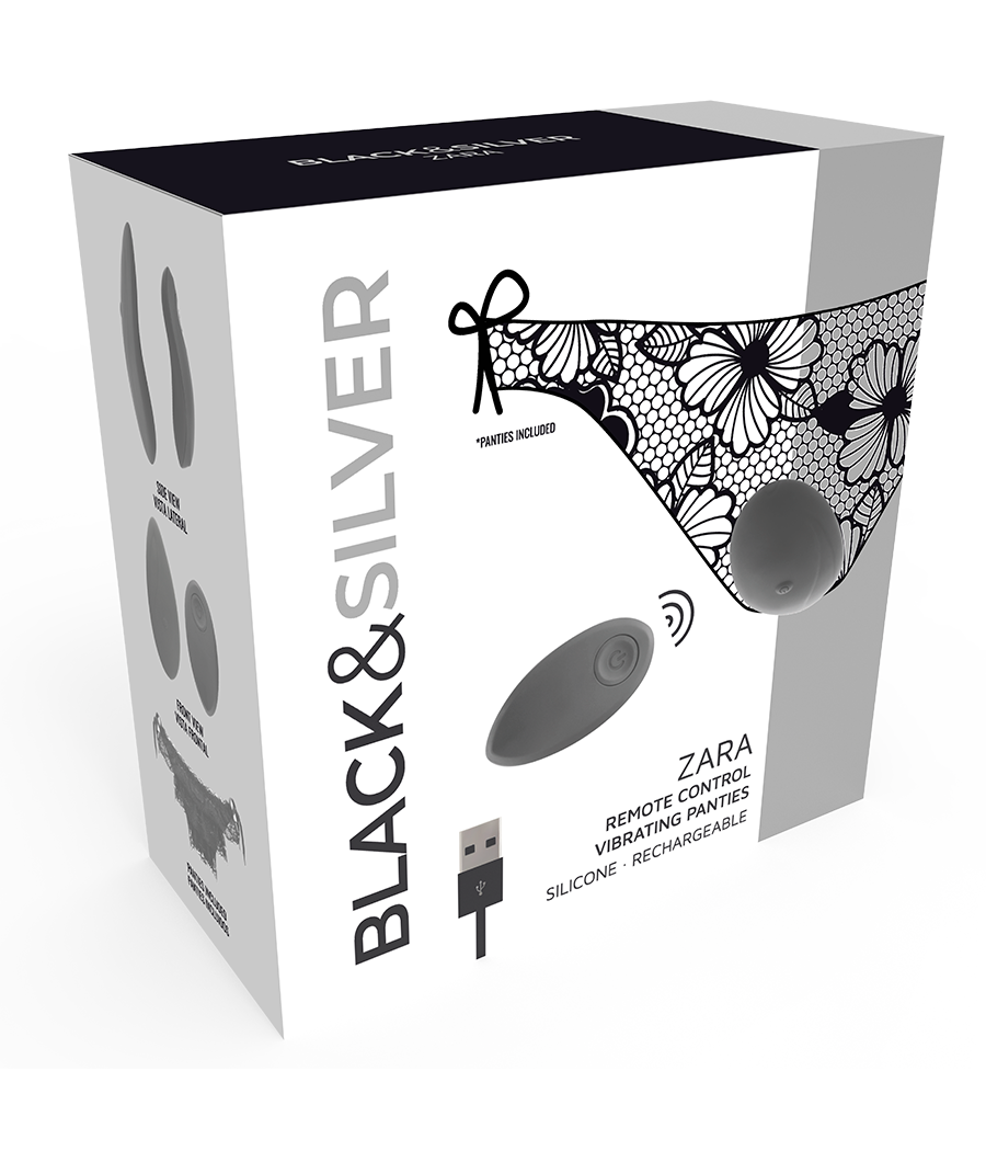 BLACK&SILVER - ZARA REMOTE CONTROL STIMULATOR WITH FREE PANTY