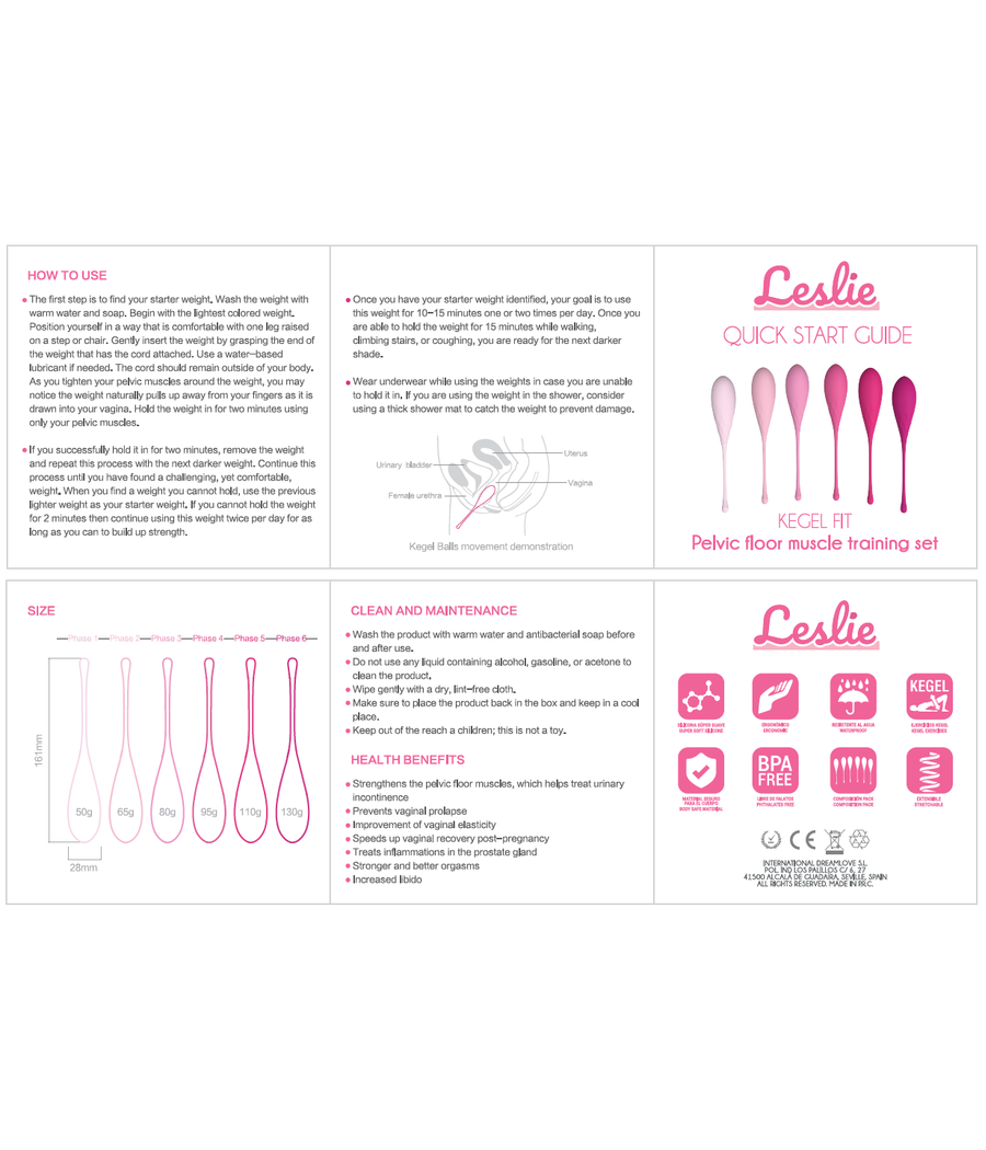 LESLIE - KEGEL FIT PELVIC MUSCLE TRAINING SET 6 WEIGHTS