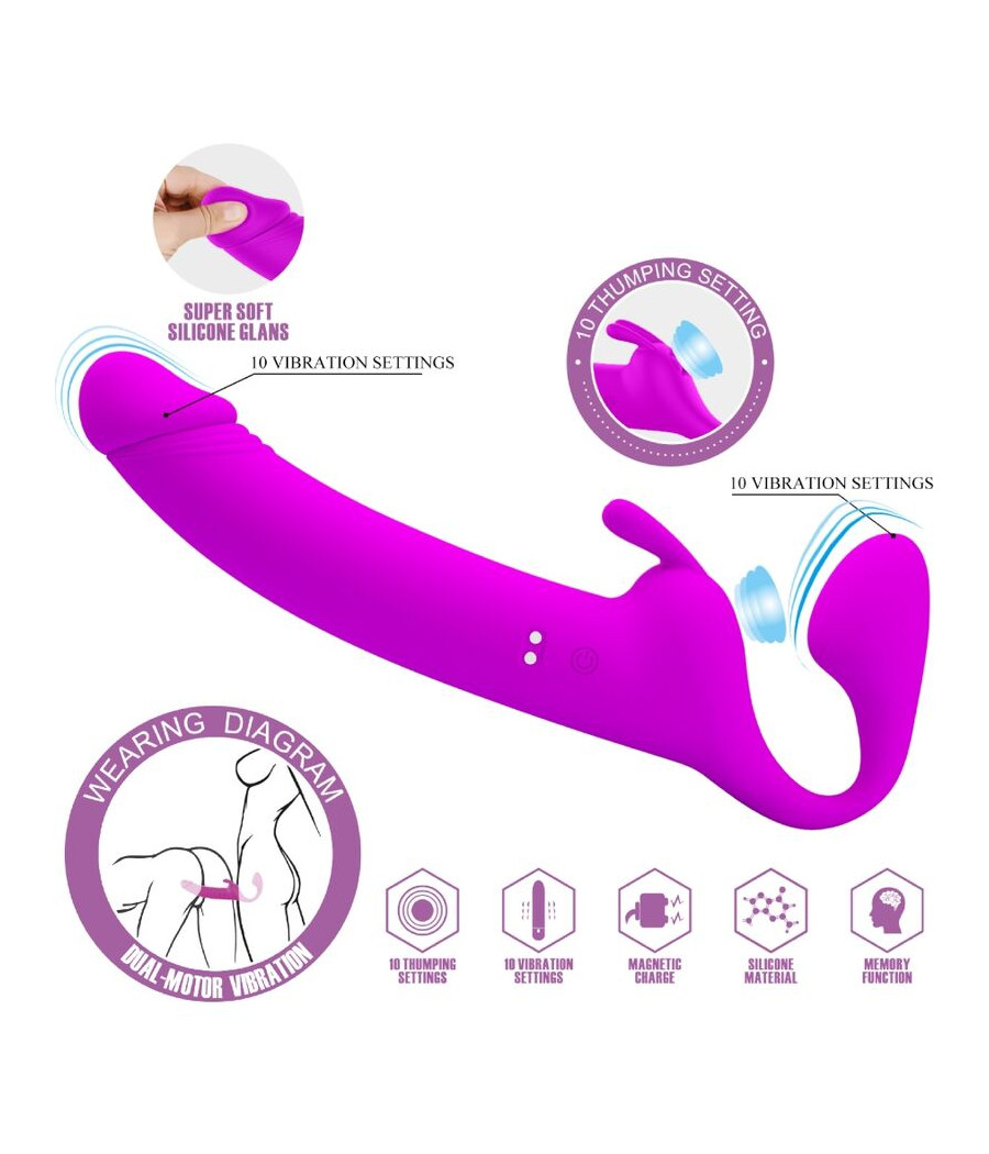 PRETTY LOVE - ZANINI STRAPLESS STRAP-ON 10 VIBRAZIONI VIOLA