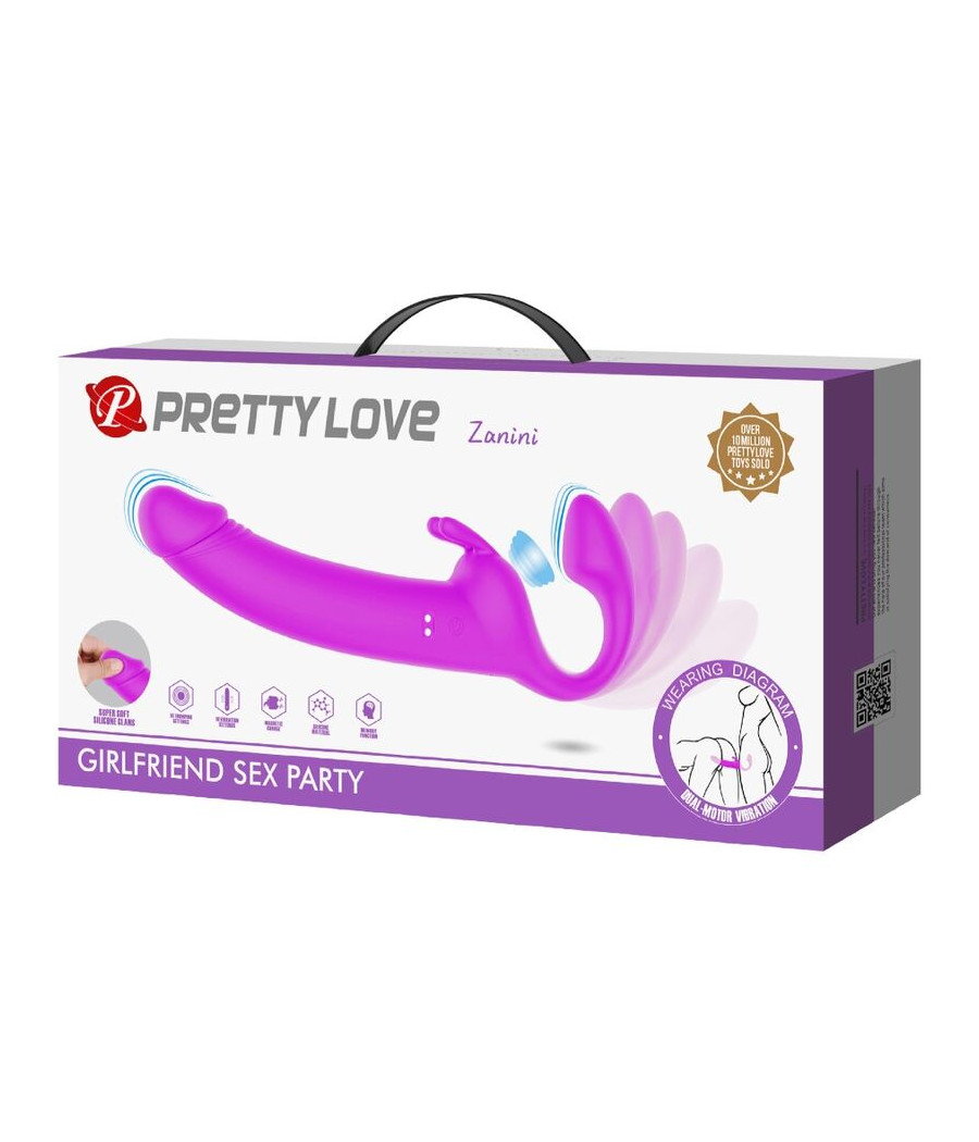 PRETTY LOVE - ZANINI STRAPLESS STRAP-ON 10 VIBRAZIONI VIOLA