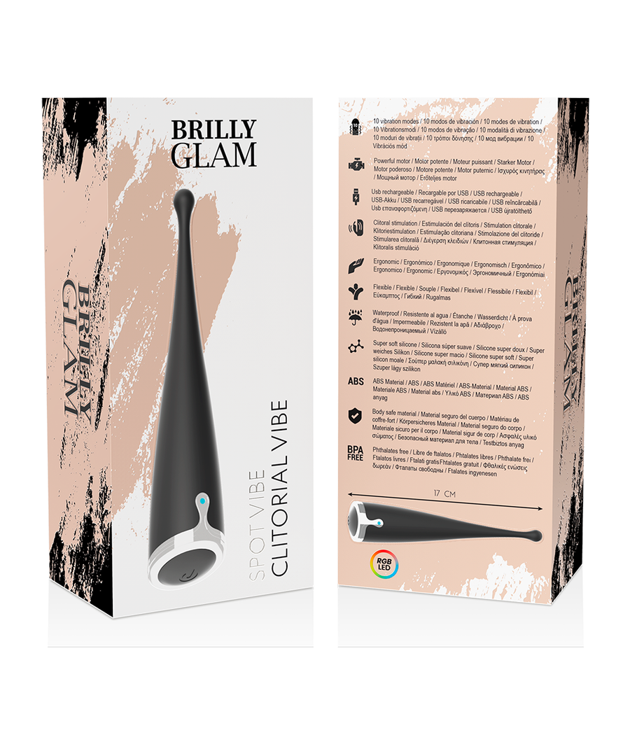 BRILLY GLAM - SPOT VIBE VIBRADOR CLITORIAL ORGASMICO SILICONA NEGRO