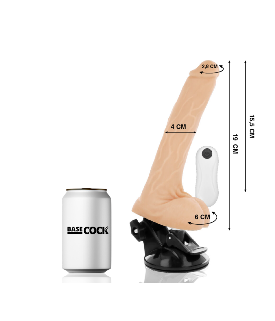 BASECOCK - VIBRATEUR NATUREL RÉALISTE TÉLÉCOMMANDE 19 CM -O- 4 CM