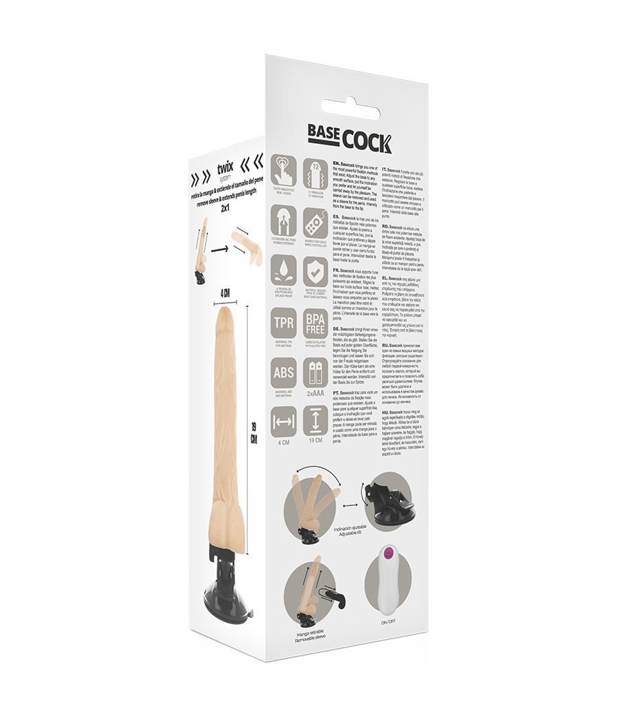 BASECOCK - REALISTIC VIBRATOR REMOTE CONTROL FLESH 19 CM -O- 4 CM