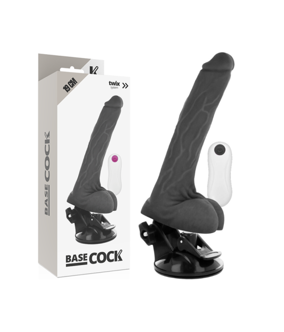 BASECOCK - VIBRADOR DE CONTROLE REMOTO REALISTA PRETO 19 CM -O- 4 CM