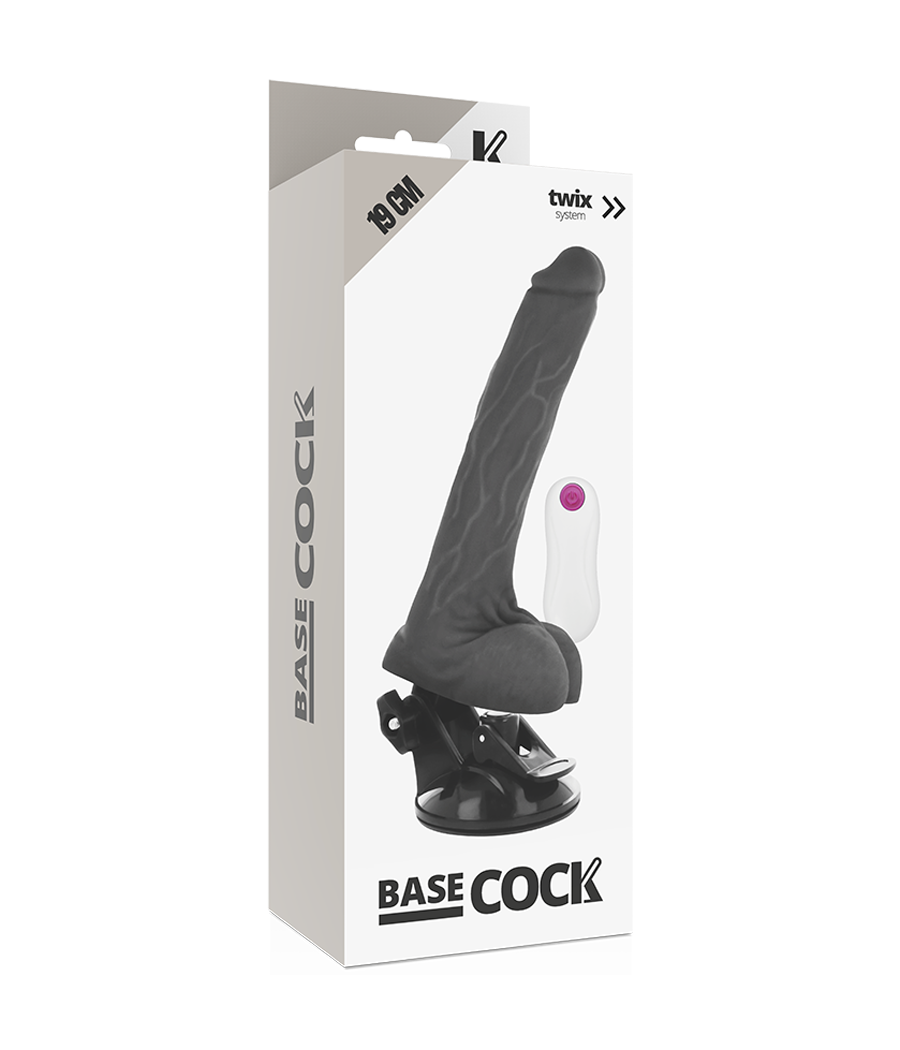 BASECOCK - VIBRATEUR RÉALISTE TÉLÉCOMMANDE NOIR 19 CM -O- 4 CM