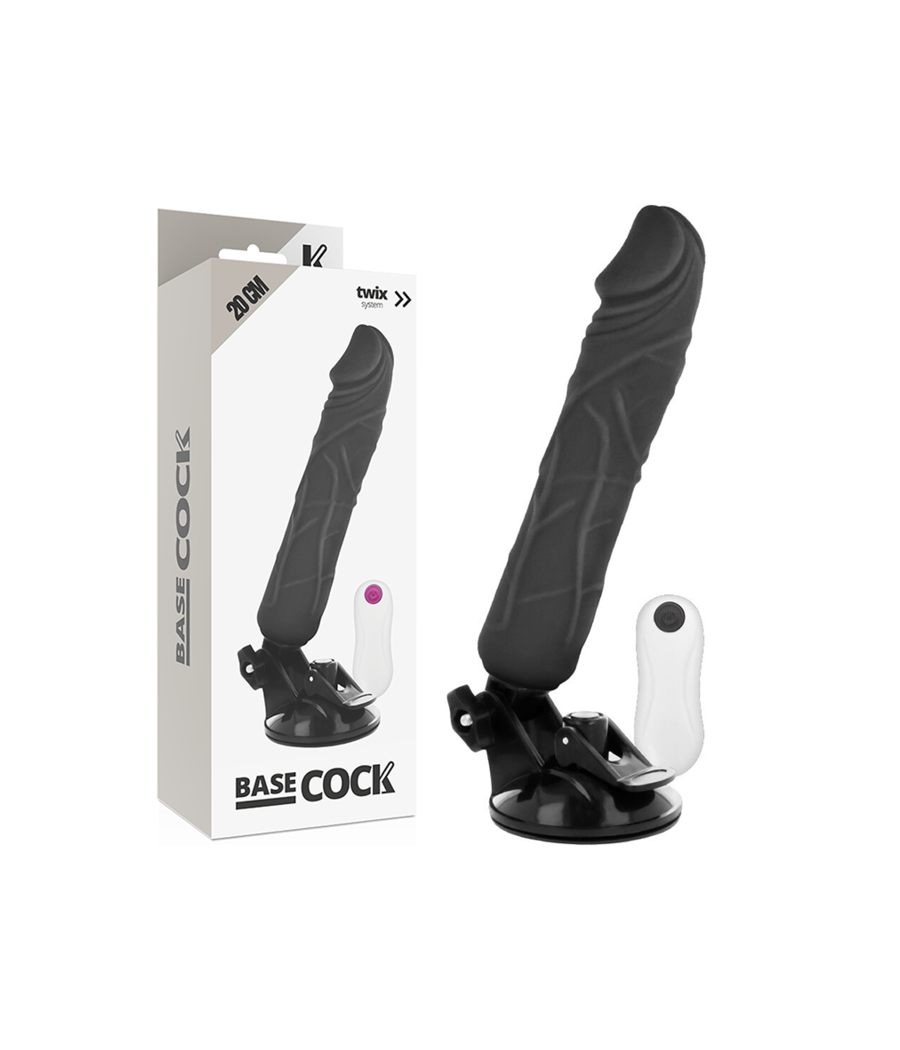 BASECOCK - VIBRADOR REALÍSTICO CONTROL REMOTO NEGRO 20 CM -O- 4 CM