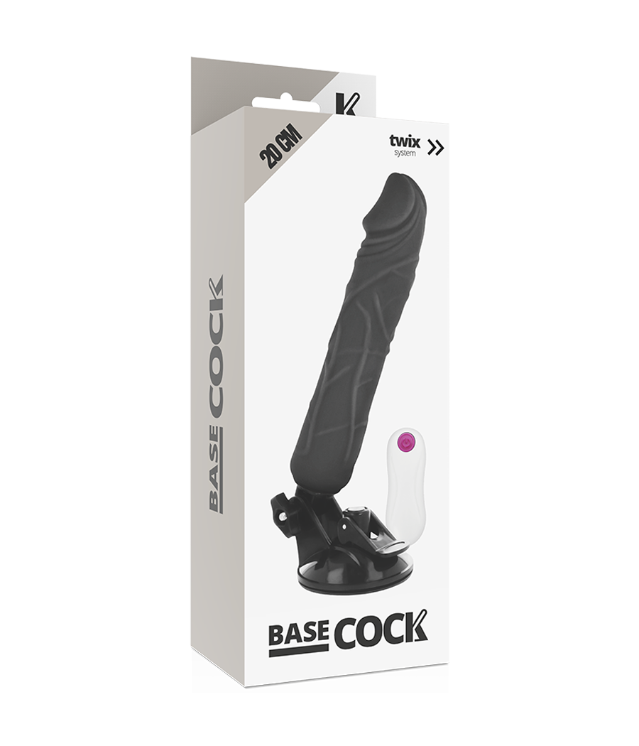 BASECOCK - REALISTISCHER VIBRATOR MIT FERNBEDIENUNG SCHWARZ 20 CM -O- 4 CM
