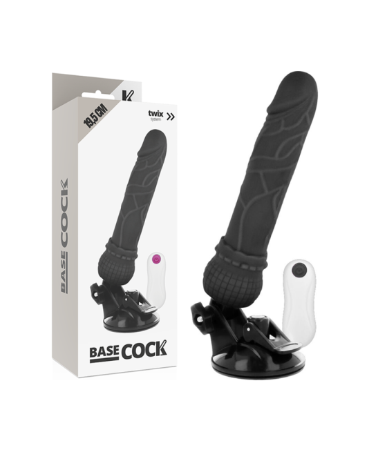 BASECOCK - REALISTIC VIBRATOR REMOTE CONTROL BLACK 19.5 CM -O- 4 CM