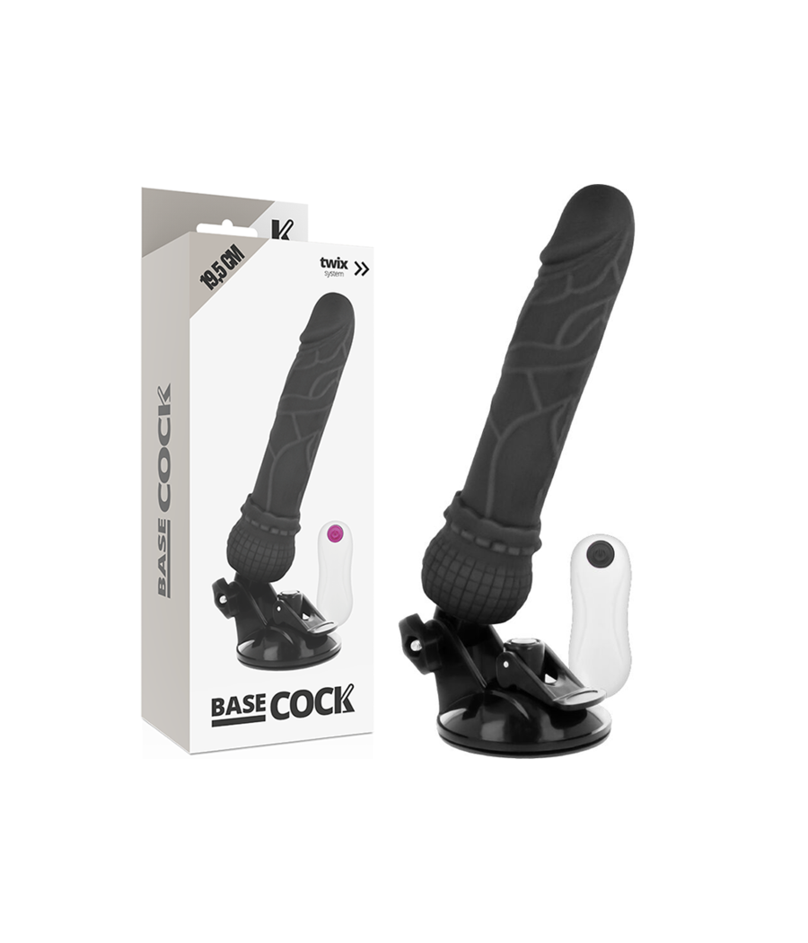 BASECOCK - VIBRADOR REALÍSTICO CONTROL REMOTO NEGRO 19.5 CM -O- 4 CM