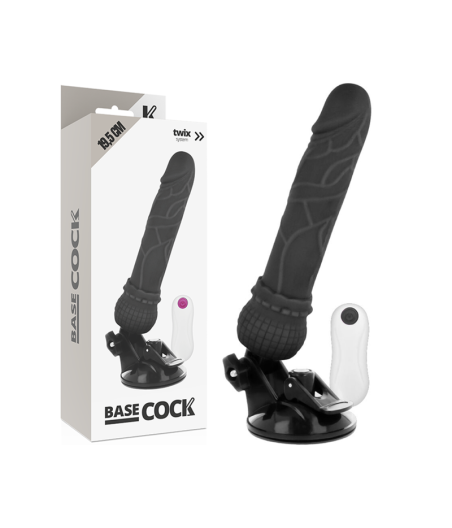 BASECOCK - REALISTISCHER VIBRATOR MIT FERNBEDIENUNG SCHWARZ 19.5 CM -O- 4 CM