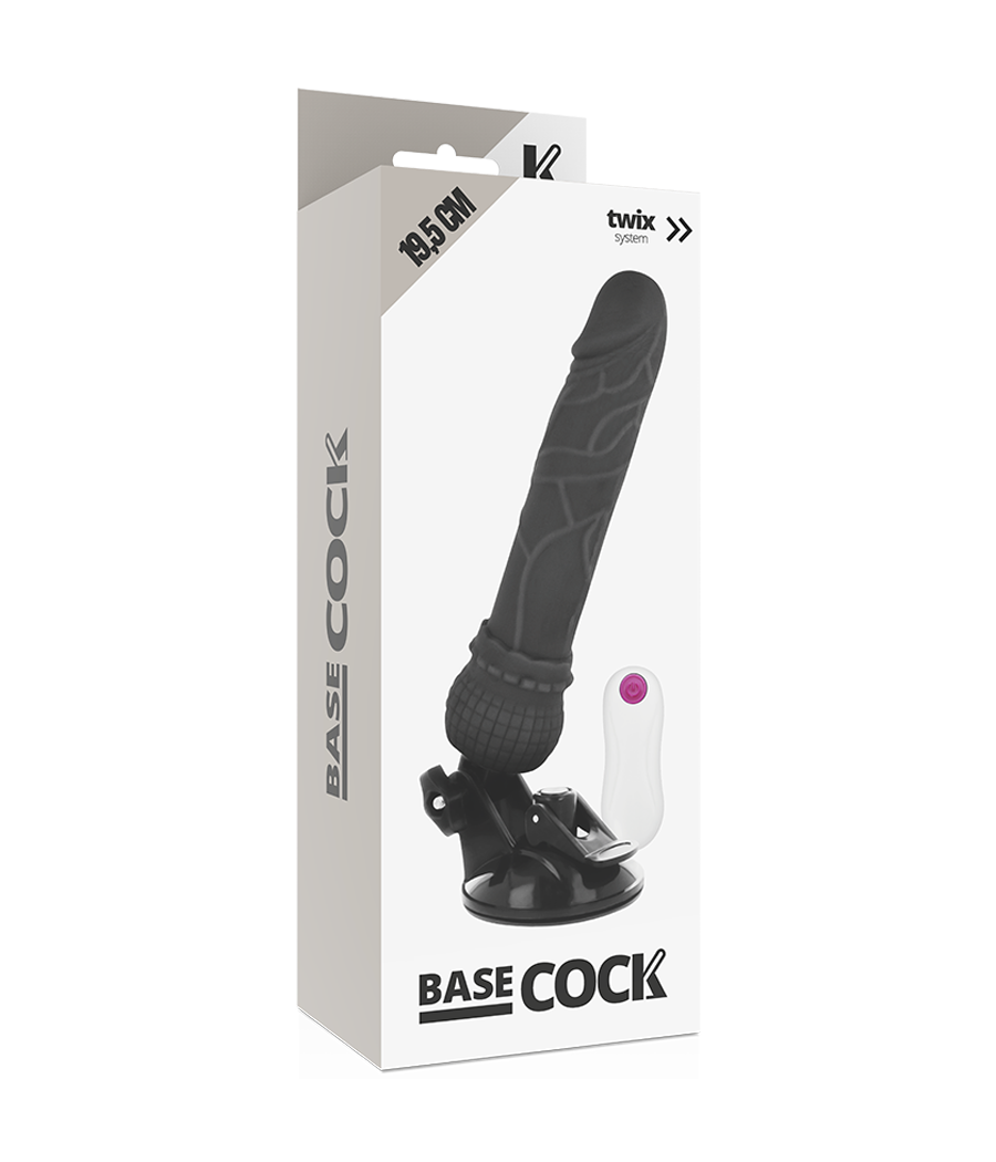 BASECOCK - REALISTISCHER VIBRATOR MIT FERNBEDIENUNG SCHWARZ 19.5 CM -O- 4 CM