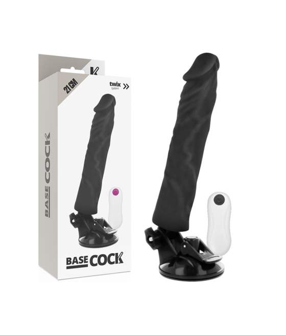 BASECOCK - VIBRADOR REALÍSTICO CONTROL REMOTO NEGRO 21 CM -O- 4 CM