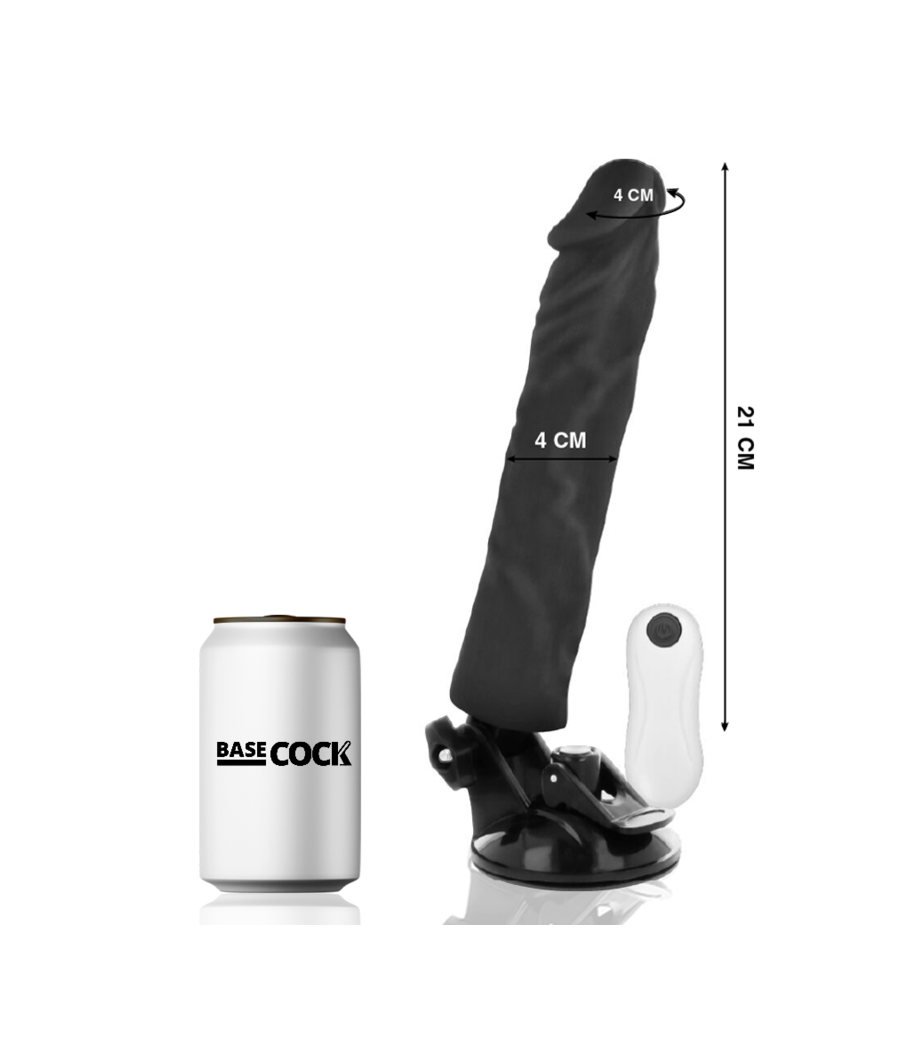 BASECOCK - REALISTIC VIBRATOR REMOTE CONTROL BLACK 21 CM -O- 4 CM