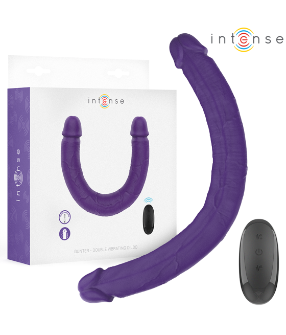 INTENSE - GUNTER DILDO DOBLE VIBRADOR 40 CM MORADO CONTROL REMOTO