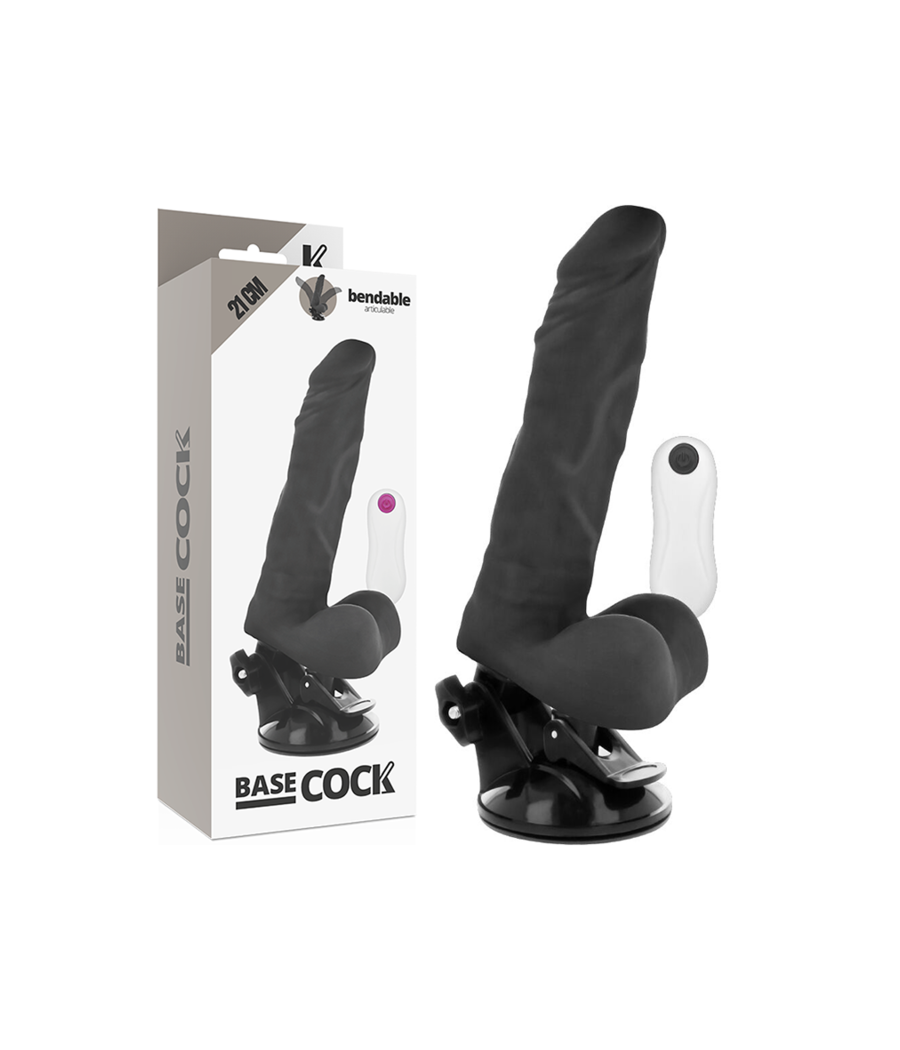 BASECOCK - ARTIKULIERBARER VIBRATOR MIT FERNBEDIENUNG SCHWARZ 21 CM -O- 5 CM