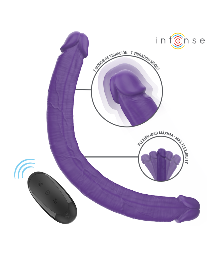 INTENSE - GUNTER DILDO DOUBLE VIBRATOR 40 CM PURPLE REMOTE CONTROL
