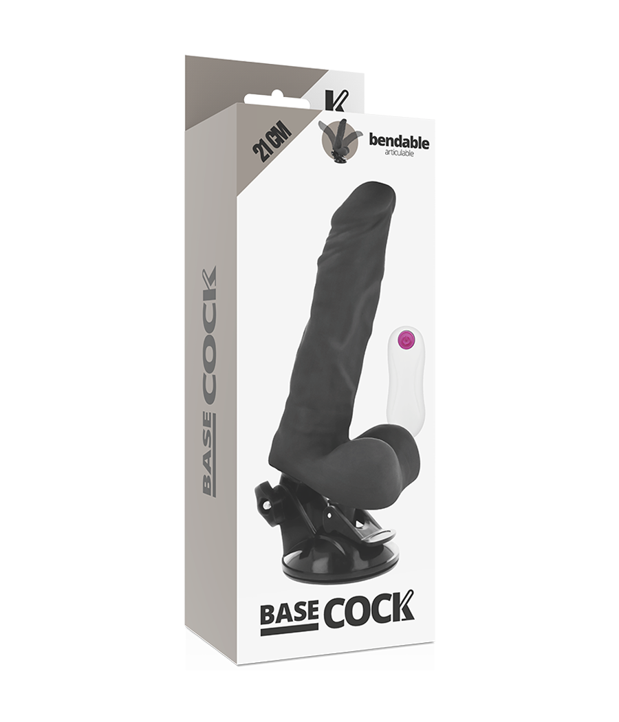 BASECOCK - VIBRATEUR ARTICULABLE TÉLÉCOMMANDE NOIR 21 CM -O- 5 CM