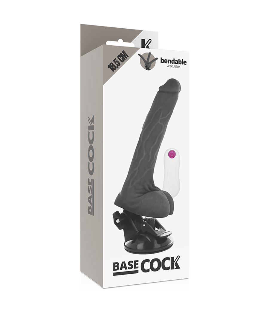 BASECOCK - ARTIKULIERBARER VIBRATOR MIT FERNBEDIENUNG SCHWARZ 18.5 CM -O- 4 CM