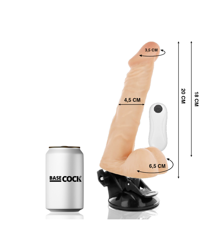 BASECOCK - VIBRADOR ARTICULVEL CONTROLE REMOTO NATURAL 20 CM -O- 4.5 CM