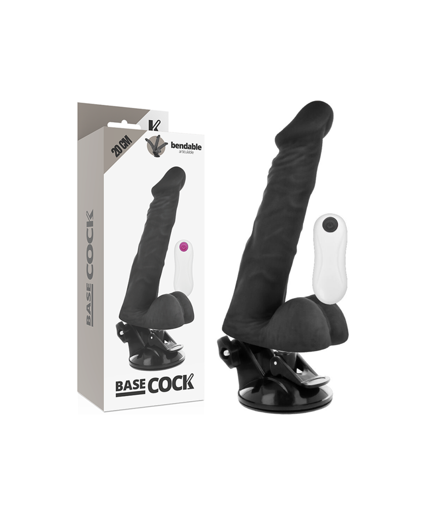 BASECOCK - ARTIKULIERBARER VIBRATOR MIT FERNBEDIENUNG SCHWARZ 20 CM -O- 4.5 CM