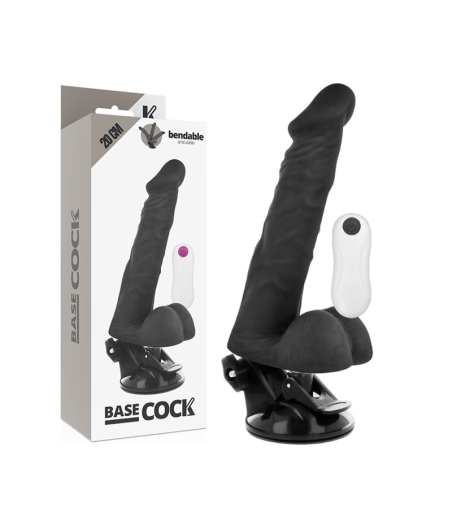 BASECOCK - VIBRATORE ARTICOLABILE TELECOMANDO NERO 20 CM -O- 4.5 CM