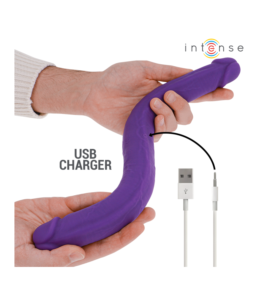 INTENSE - GUNTER DILDO DOBLE VIBRADOR 40 CM MORADO CONTROL REMOTO