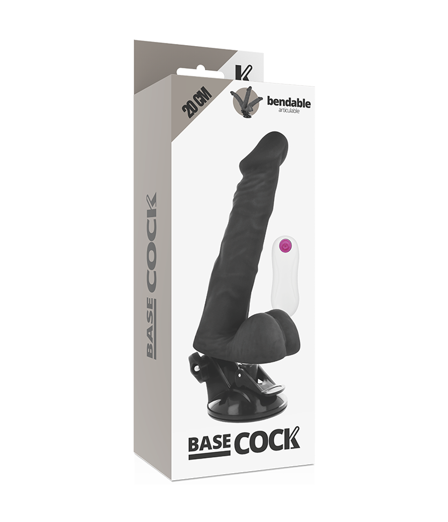 BASECOCK - VIBRATEUR ARTICULABLE TÉLÉCOMMANDE NOIR 20 CM -O- 4.5 CM