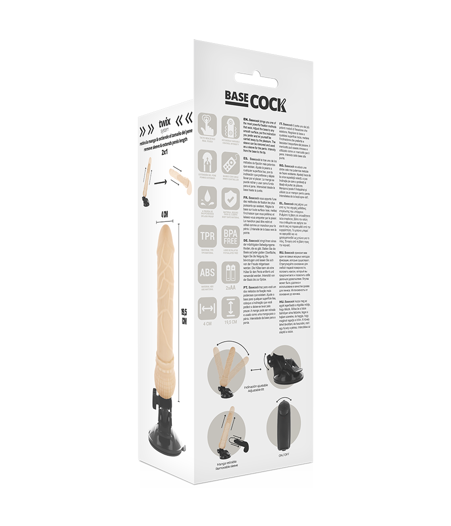BASECOCK - REALISTISCHER VIBRATOR MIT FERNBEDIENUNG NATÜRLICHER 19.5 CM -O- 4 CM