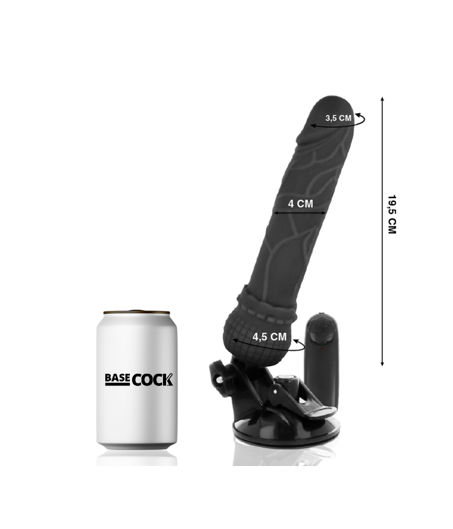 BASECOCK - VIBRATORE REALISTICO TELECOMANDO NERO 19.5 CM -O- 4 CM