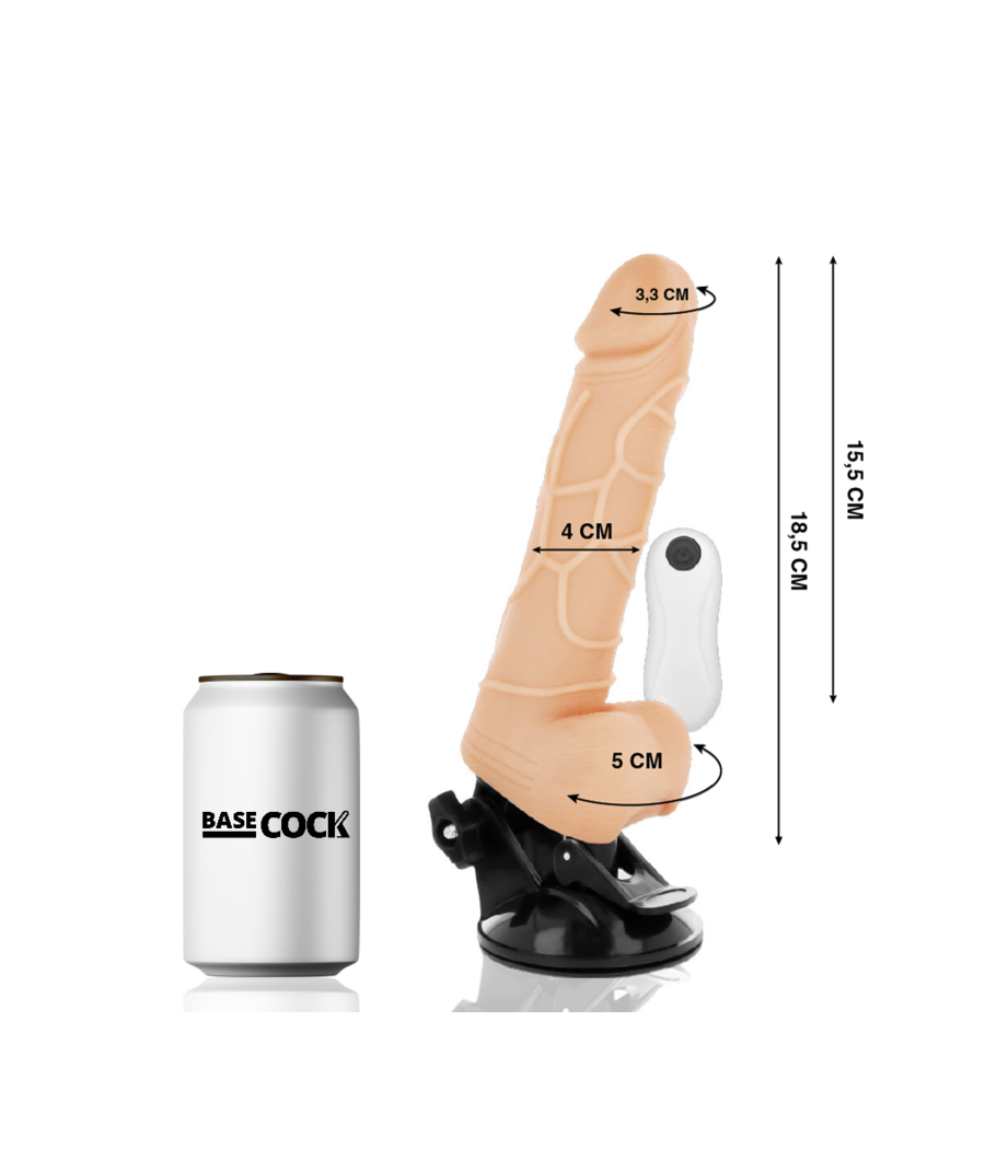 BASECOCK - VIBRADOR DE CONTROLE REMOTO NATURAL REALISTA 18.5 CM -O- 4CM