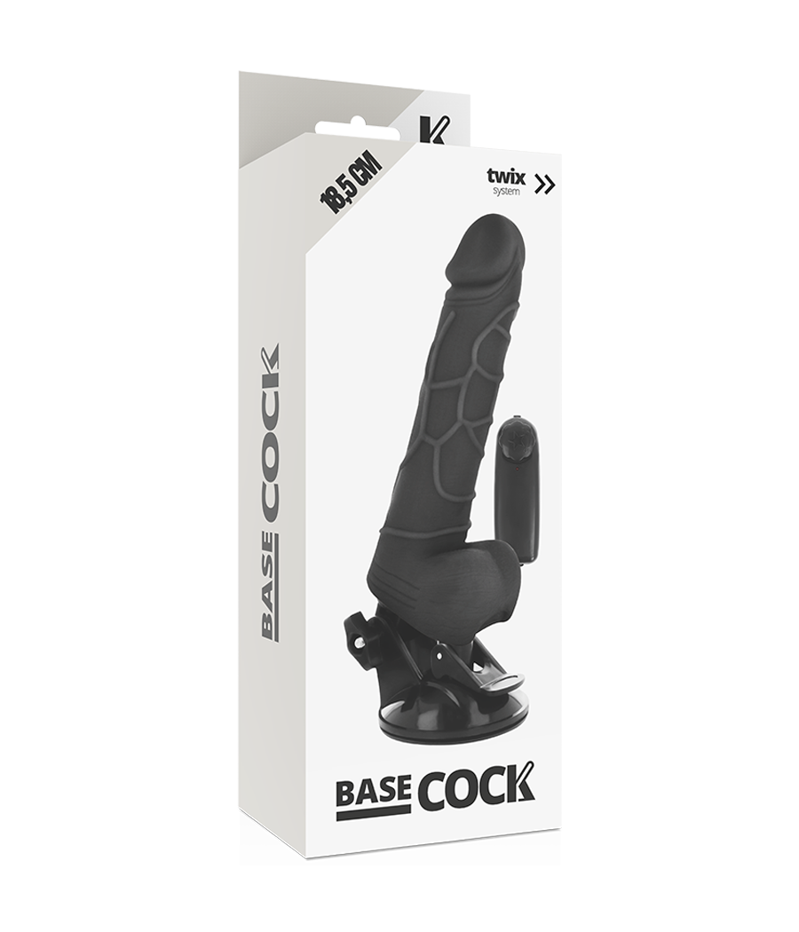 BASECOCK - VIBRATORE REALISTICO TELECOMANDO NERO 18.5 CM -O- 4CM