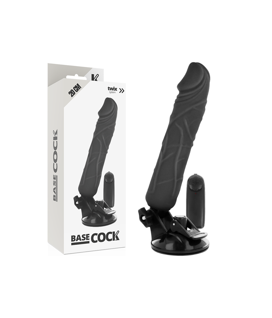 BASECOCK - VIBRATORE REALISTICO TELECOMANDO NERO 20 CM -O- 4 CM