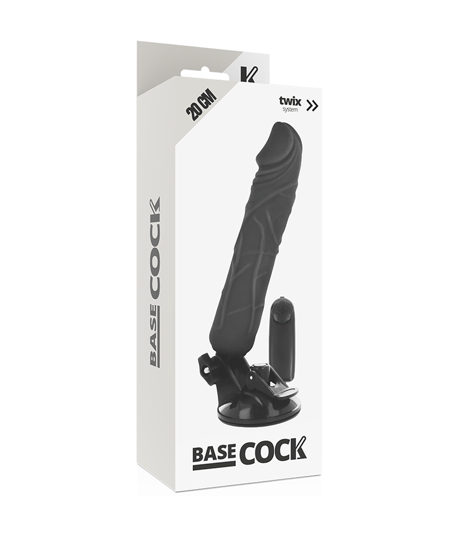 BASECOCK - VIBRATEUR RÉALISTE TÉLÉCOMMANDE NOIR 20 CM -O- 4 CM