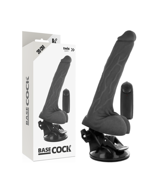 BASECOCK - REALISTISCHER VIBRATOR MIT FERNBEDIENUNG SCHWARZ MIT HODEN 20 CM -O- 4 CM