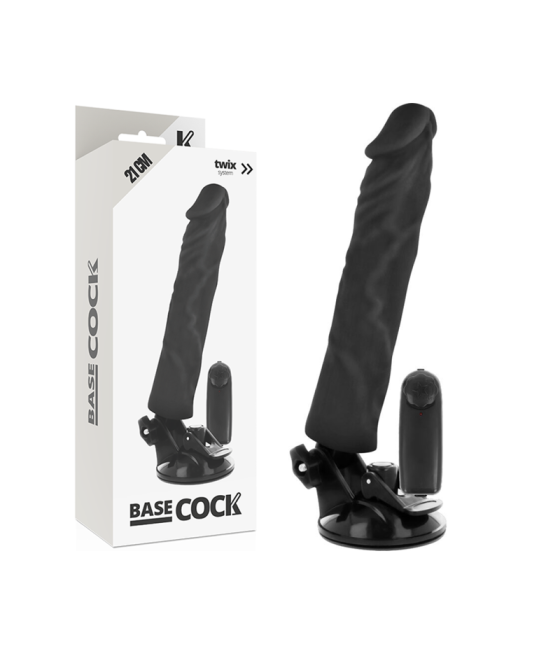 BASECOCK - VIBRADOR REALÍSTICO CONTROL REMOTO NEGRO 21 CM -O- 4 CM