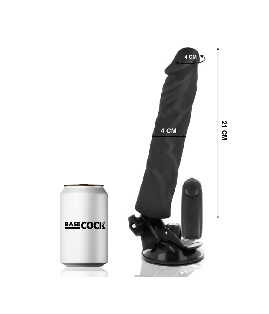 BASECOCK - VIBRADOR REALÍSTICO CONTROL REMOTO NEGRO 21 CM -O- 4 CM