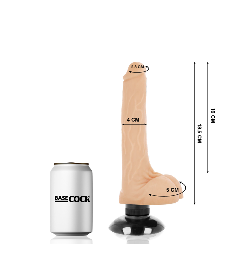 BASECOCK - REALISTIC VIBRATOR 2-1 FLESH 18.5 CM -O- 4 CM