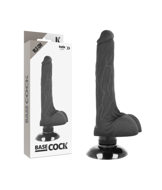 BASECOCK - VIBRATORE REALISTICO BASECOCK 2-1 NERO 18.5 CM -O- 4 CM