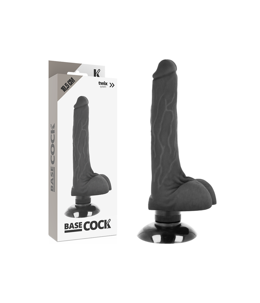 BASECOCK - VIBRADOR REALÍSTICO 2-1 NEGRO 18.5 CM -O- 4 CM